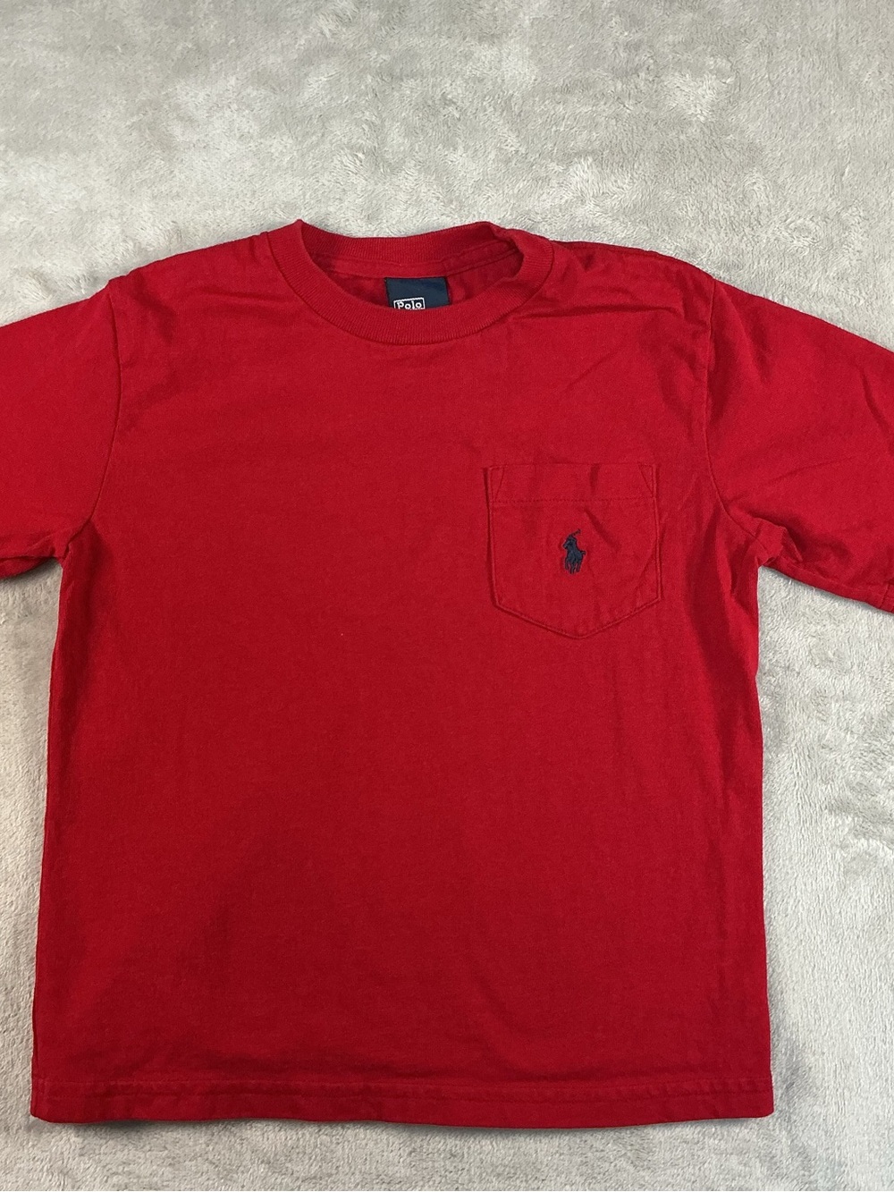 Kids Vintage Red Ralph Lauren Short SleeveT-Shirt With Blue Horse Logo Size 5